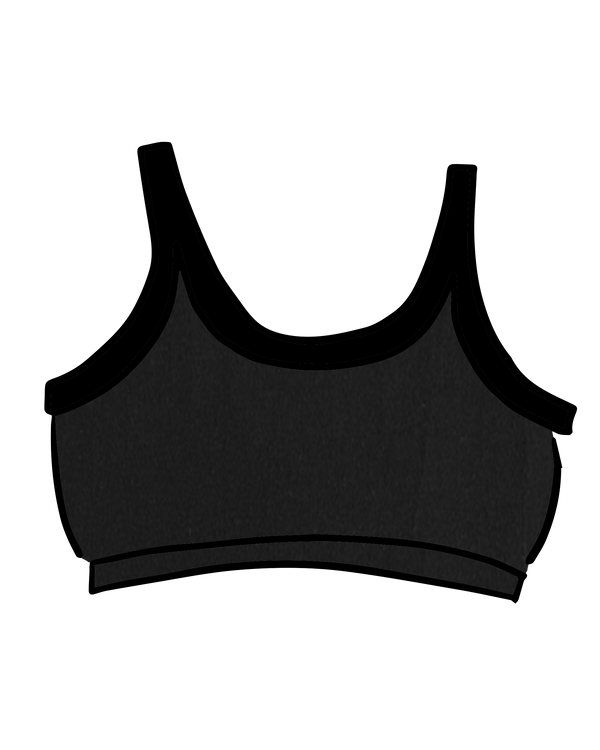 Thunderpants USA Plain Black Longline Bra – front product flat lay