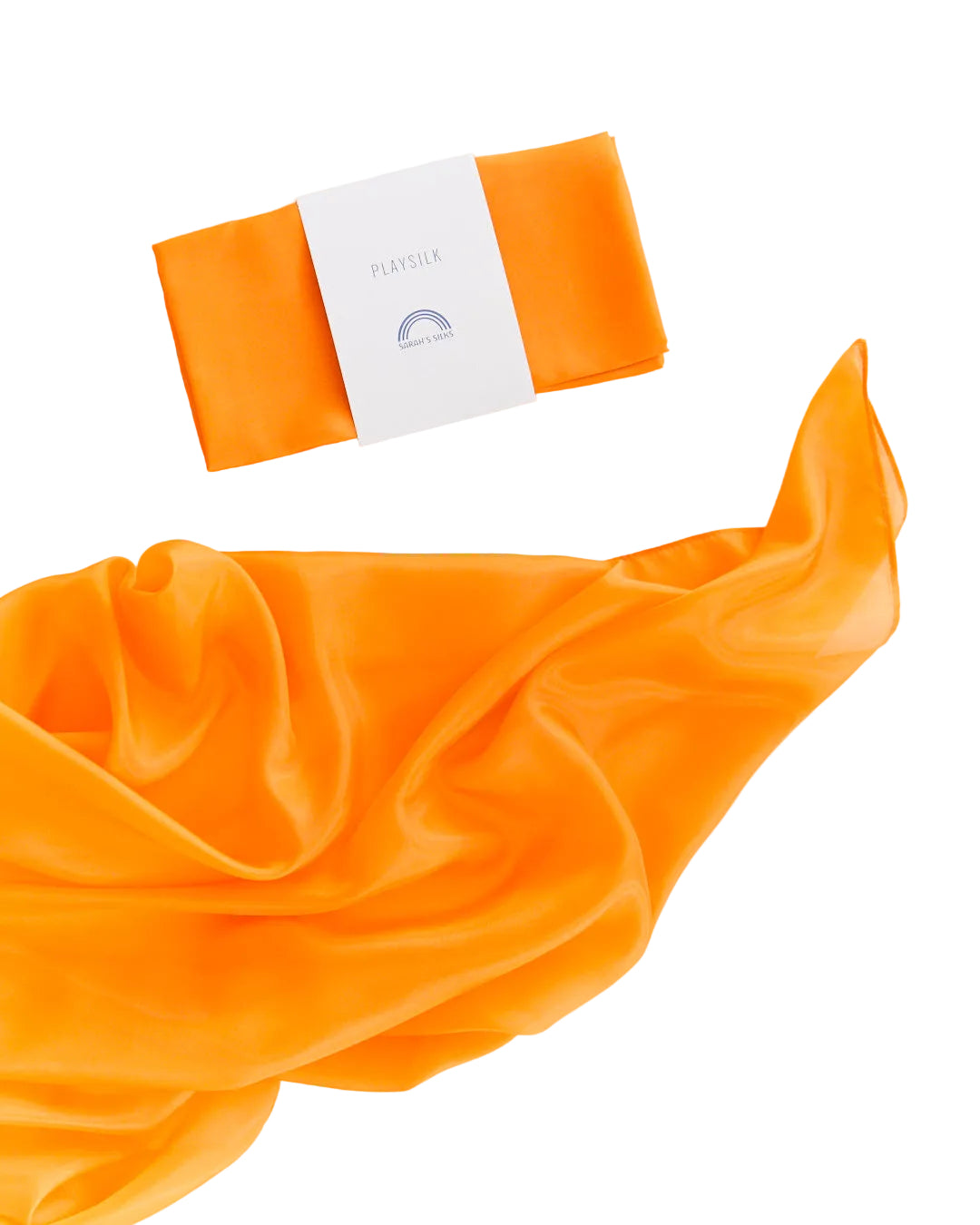 Sarah's Silks orange playsilk in 100% pure silk, 35x35 inches, for open-ended imaginative children's play