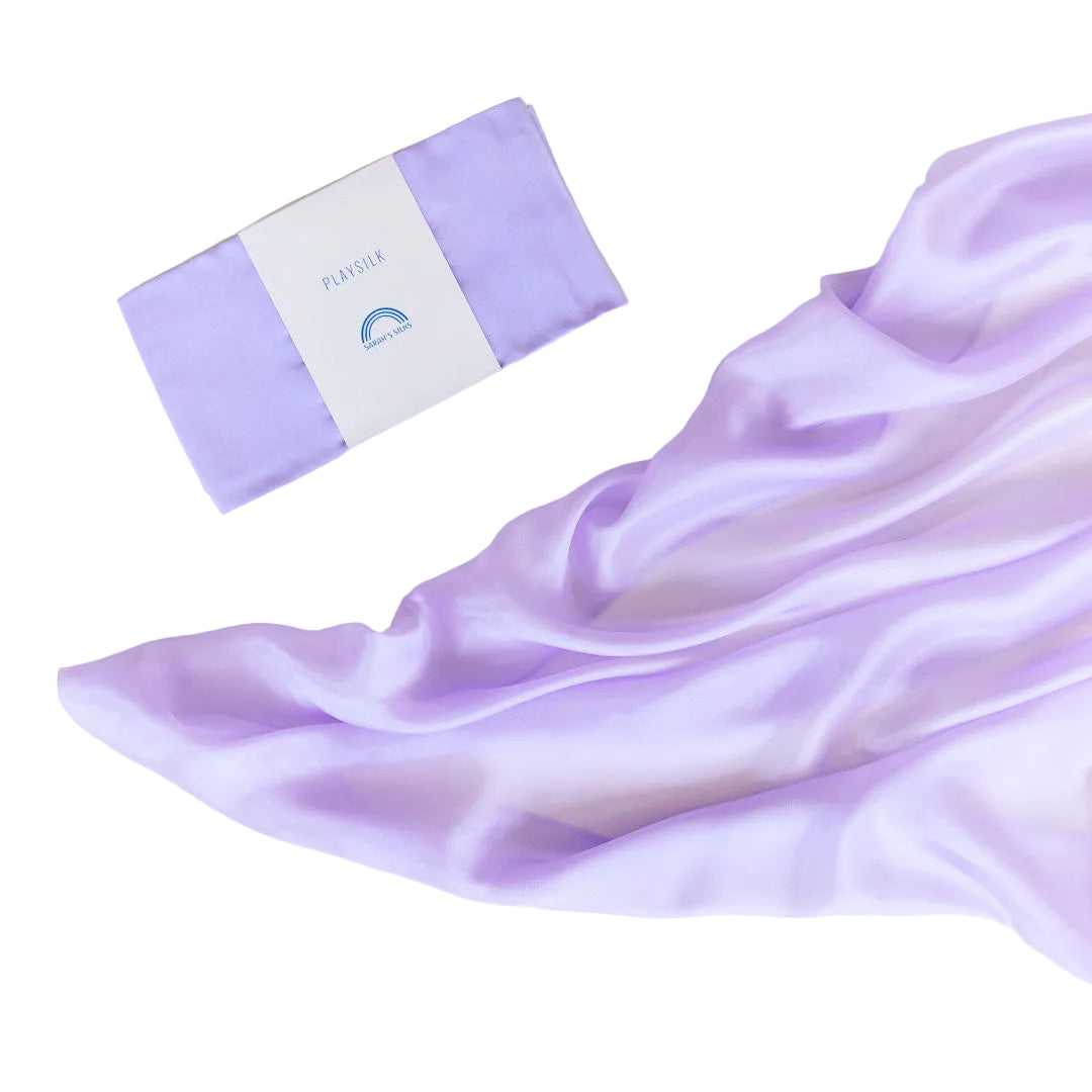 Sarah's Silks lavender playsilk in 100% pure silk, 35x35 inches, open-ended toy for children's imaginative play