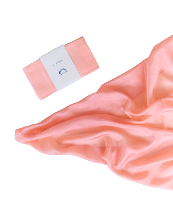 Sarah's Silks Peach Playsilk – 35x35 inch 100% pure silk open-ended play toy in a warm peach colour