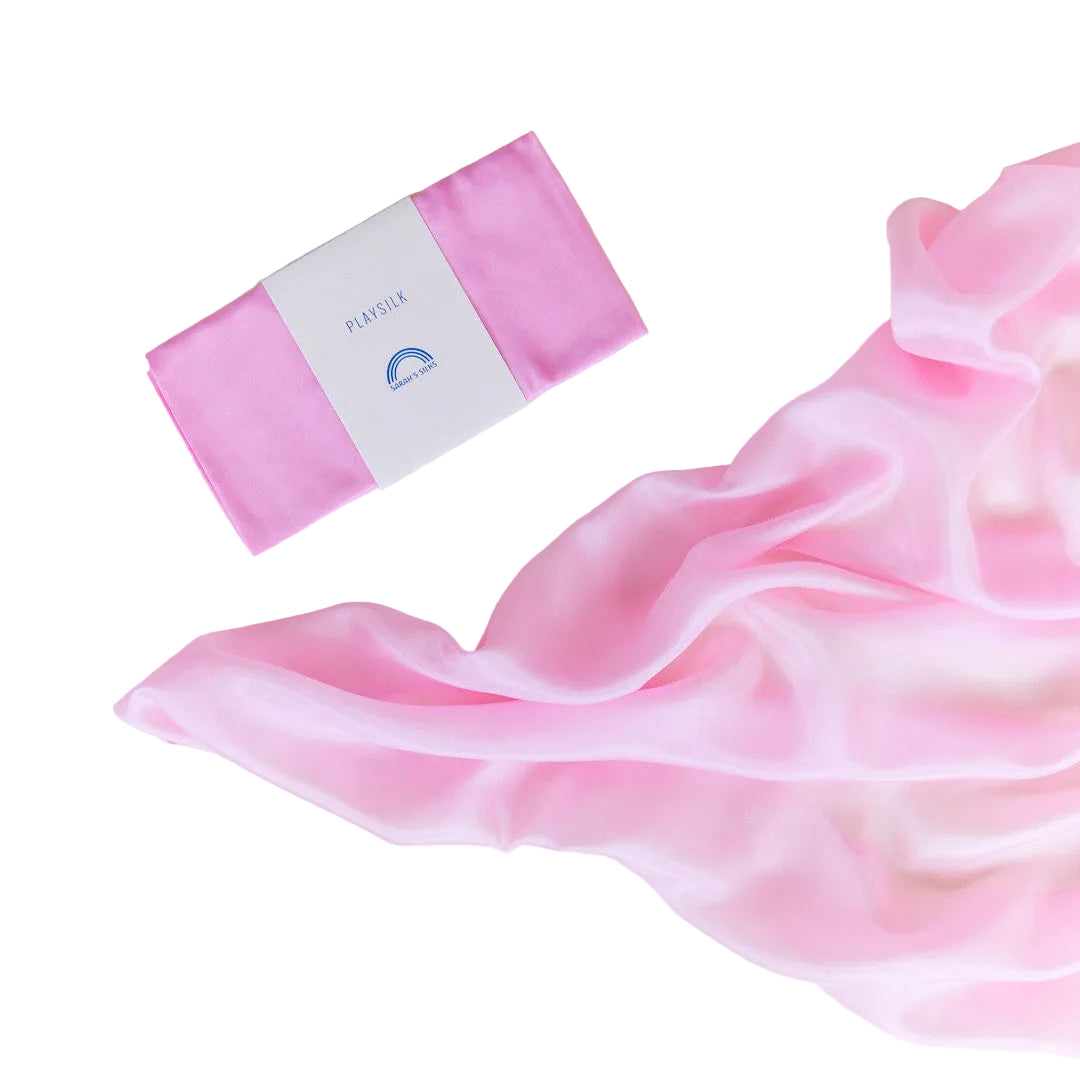 Sarah's Silks pink playsilk in 100% pure silk, 35x35 inches, open-ended toy for children
