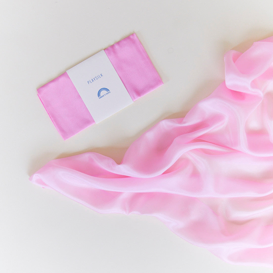 Sarah's Silks Pink Playsilk – 100% Pure Silk Open-Ended Play Scarf