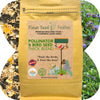 Flawn Seed Feather bird seed package with a natural background