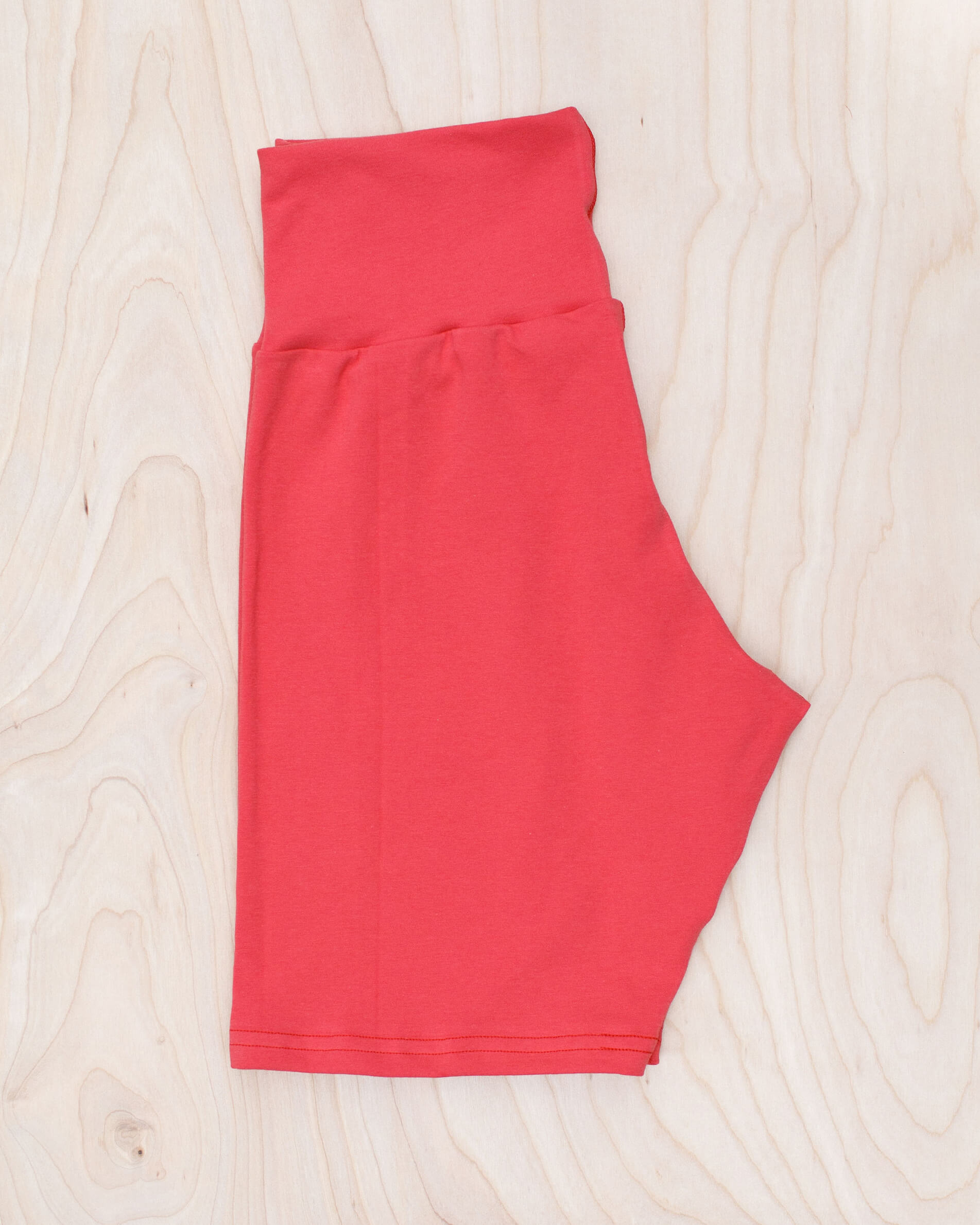 Side view of Thunderpants High Rise Bike Shorts in Pomegranate Punch worn by model