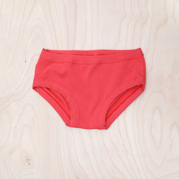 Woman wearing Thunderpants Pomegranate Punch Women's Hipster underwear, side view