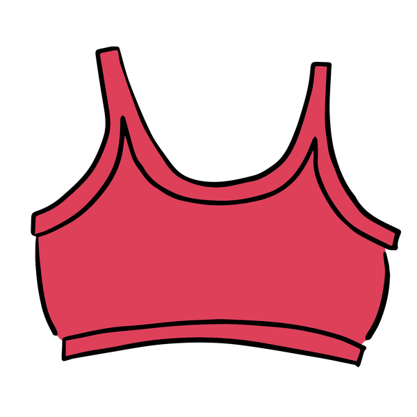 Thunderpants USA Longline Bra in Pomegranate Punch – dusty coral-pink organic cotton bralette, product flat lay