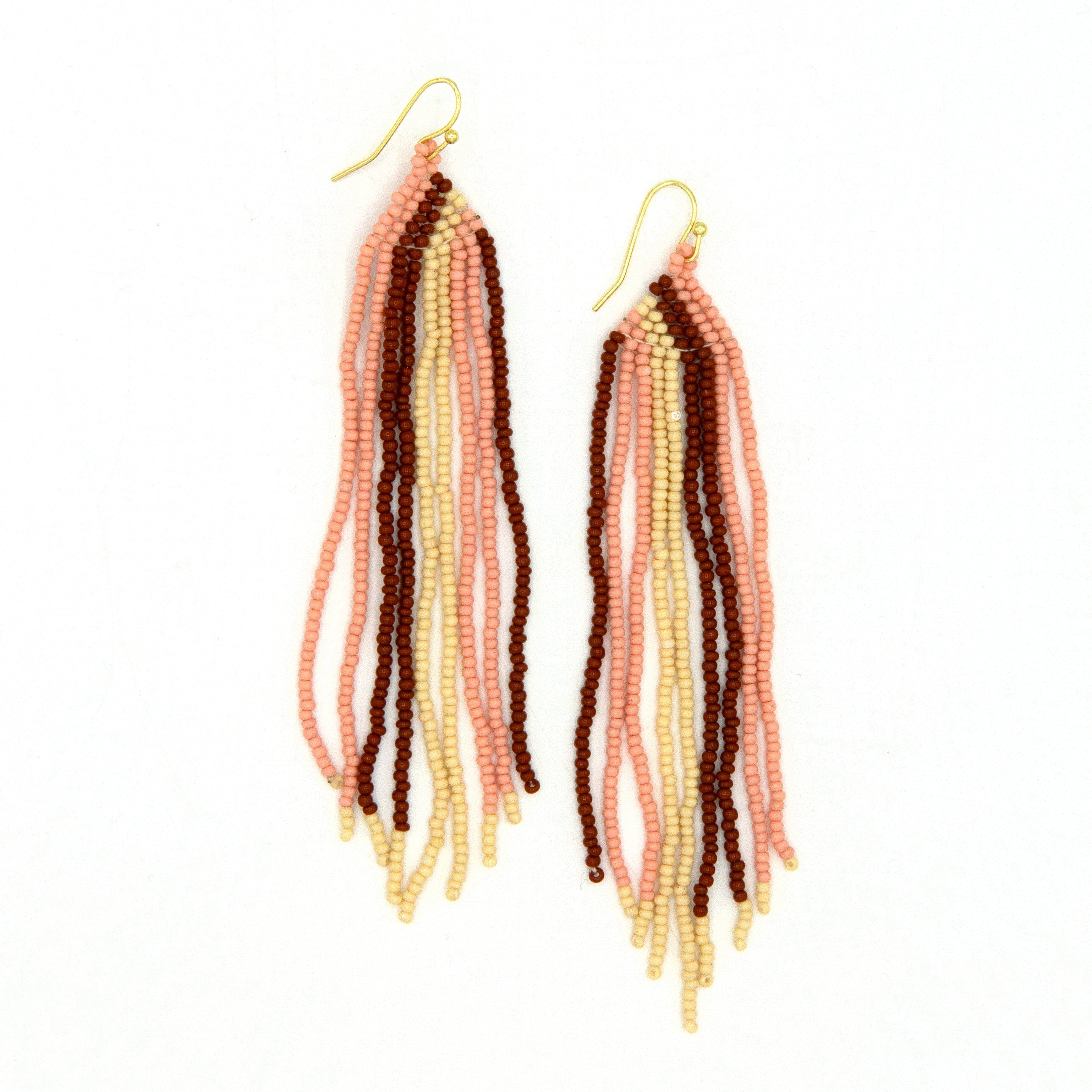 Beaded Fringe Earrings – Fair Trade Glass Bead Boho Drop Earrings