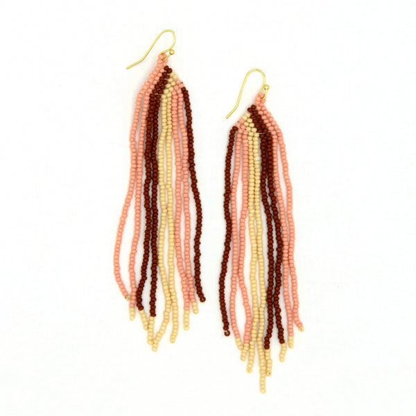 Beaded Fringe Earrings – Fair Trade Glass Bead Boho Drop Earrings