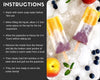 Instructions for making popsicles with a photo of colorful popsicles on ice.