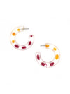 Popsicle resin hoop earrings by Fair Anita in orange and pink, styled product thumbnail view