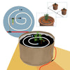 Blumat irrigation sensors installed in plant pots with moisture-sensing setup