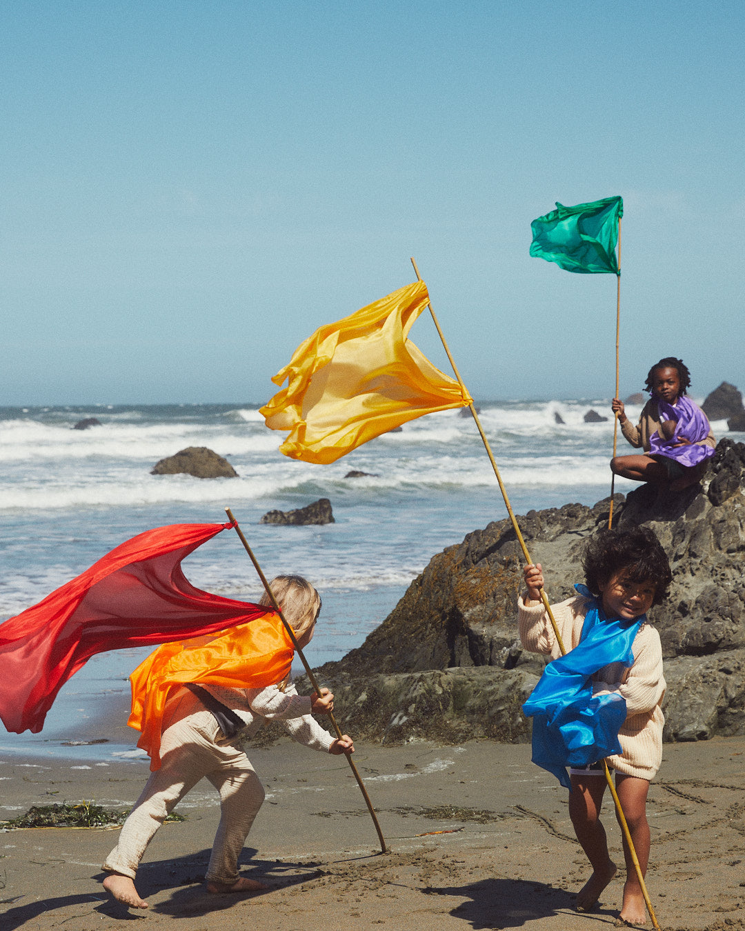 Sarah's Silks Playsilks - Set of 6 Primary Colors! Sensory play, open-ended play, spark creativity. 100% mulberry silk. Safe, natural & educational. Ages 0+