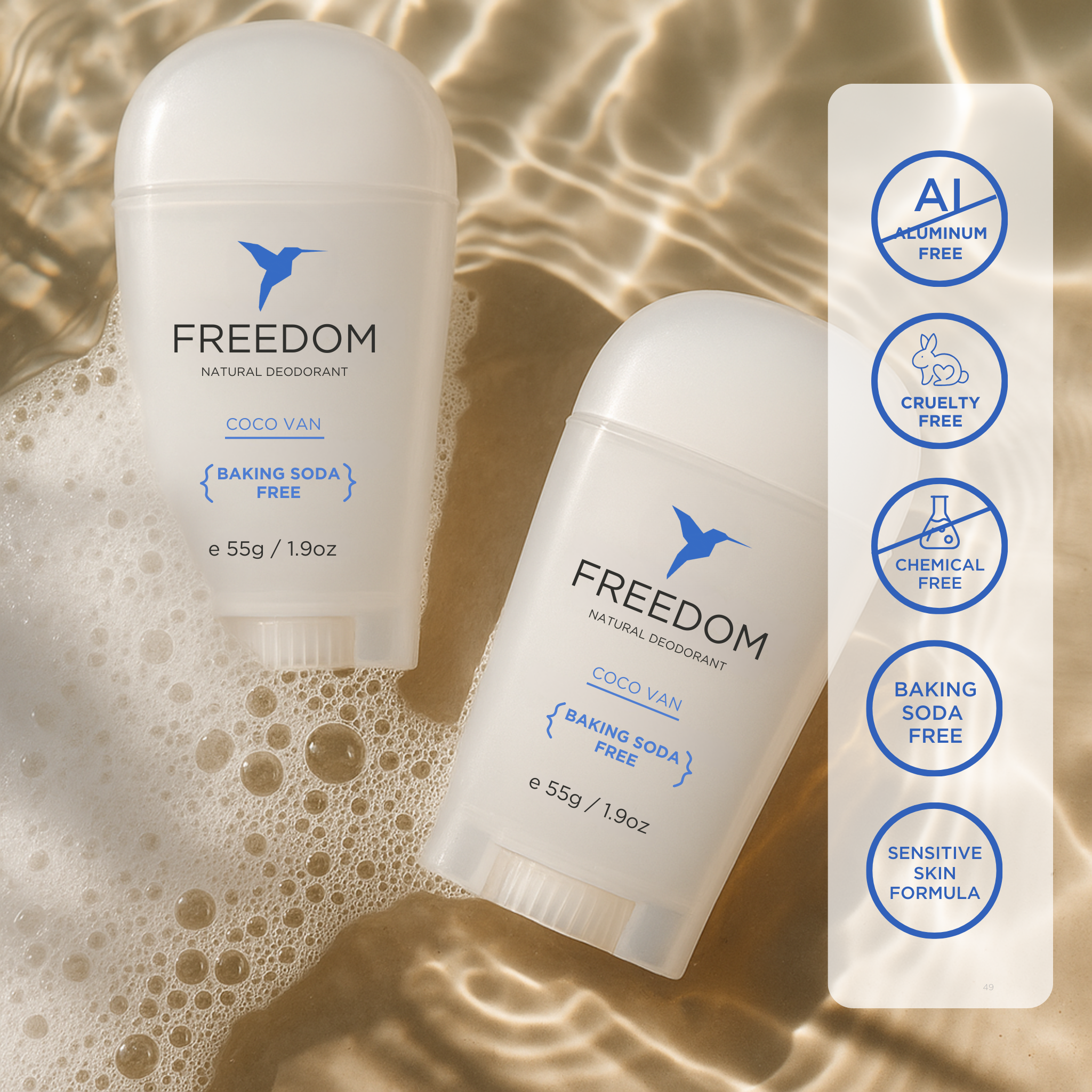 Freedom Natural Deodorant – Aluminum-Free, EWG Verified, 1.9oz