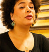 Promenade Glass Pendant Necklace styled with Teal Opulence Earrings, layered jewellery look by Fair Anita