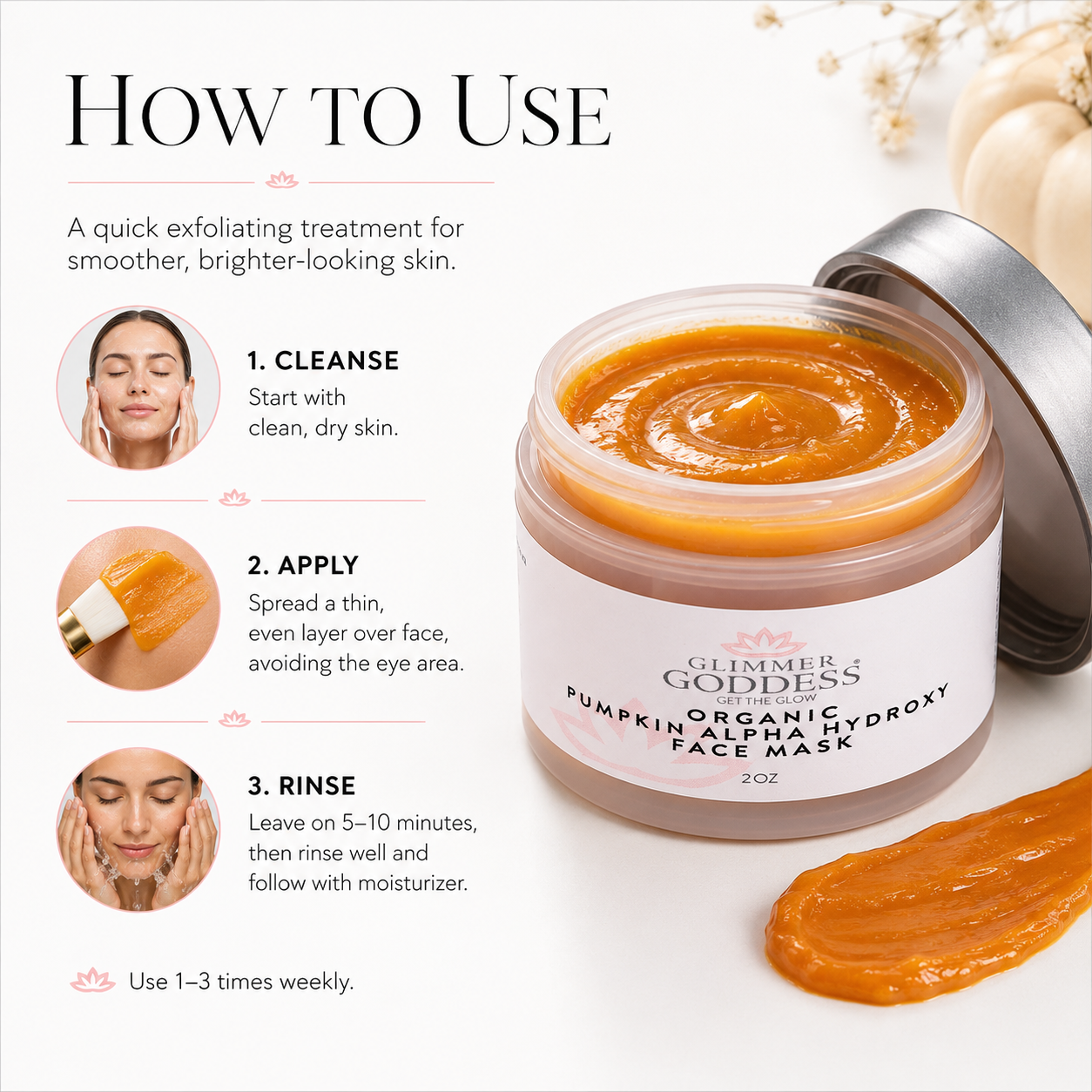 Organic Pumpkin AHA Face Mask – Exfoliating Treatment for Brighter, Smoother Skin
