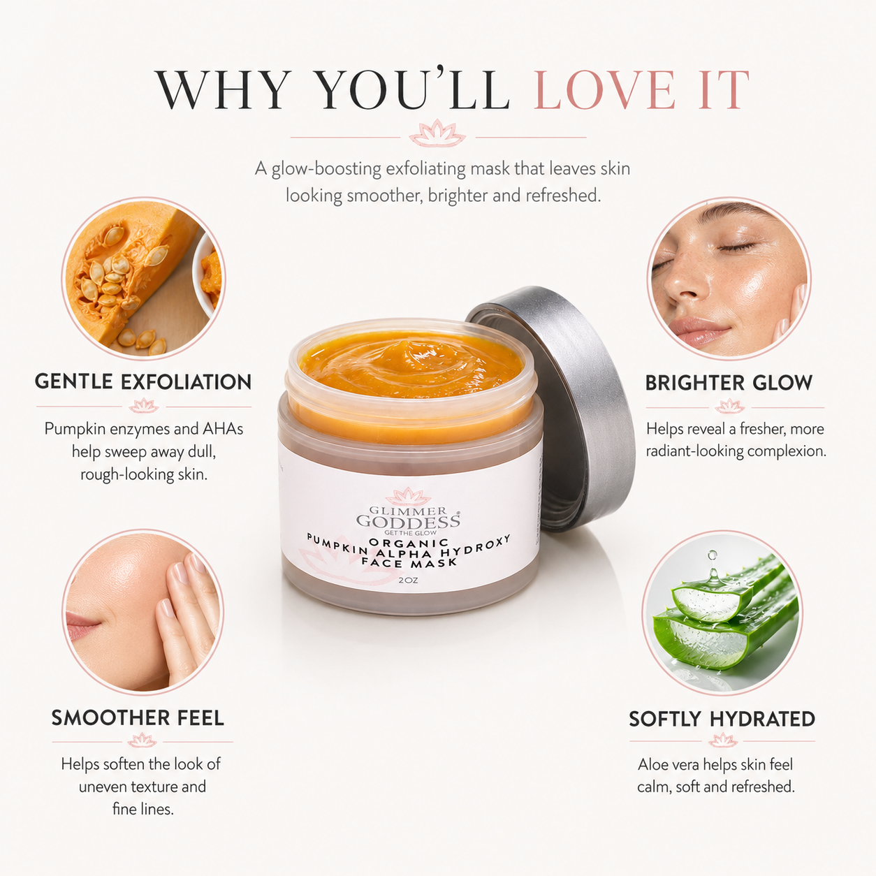 Organic Pumpkin AHA Face Mask – Exfoliating Treatment for Brighter, Smoother Skin