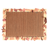 Cat scratch pad with corrugated cardboard center and wooden border on a white background