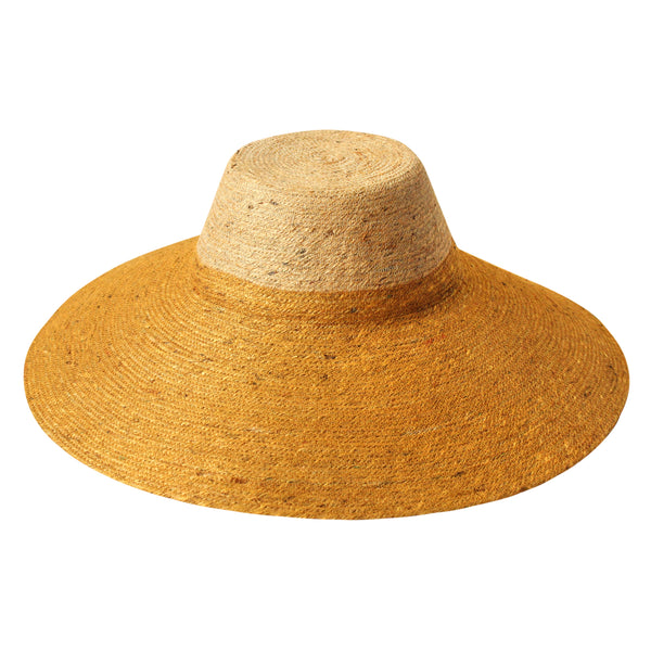 Riri Duo Jute Straw Hat, in Nude & Golden Yellow