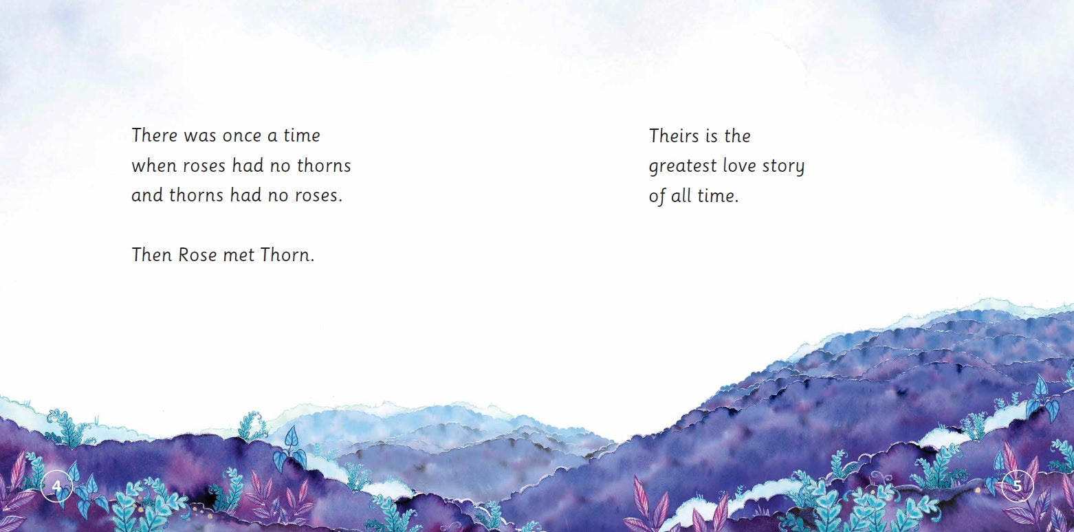 Interior pages from The Great Love of Rose and Thorn showing Rose and Thorn story illustrations