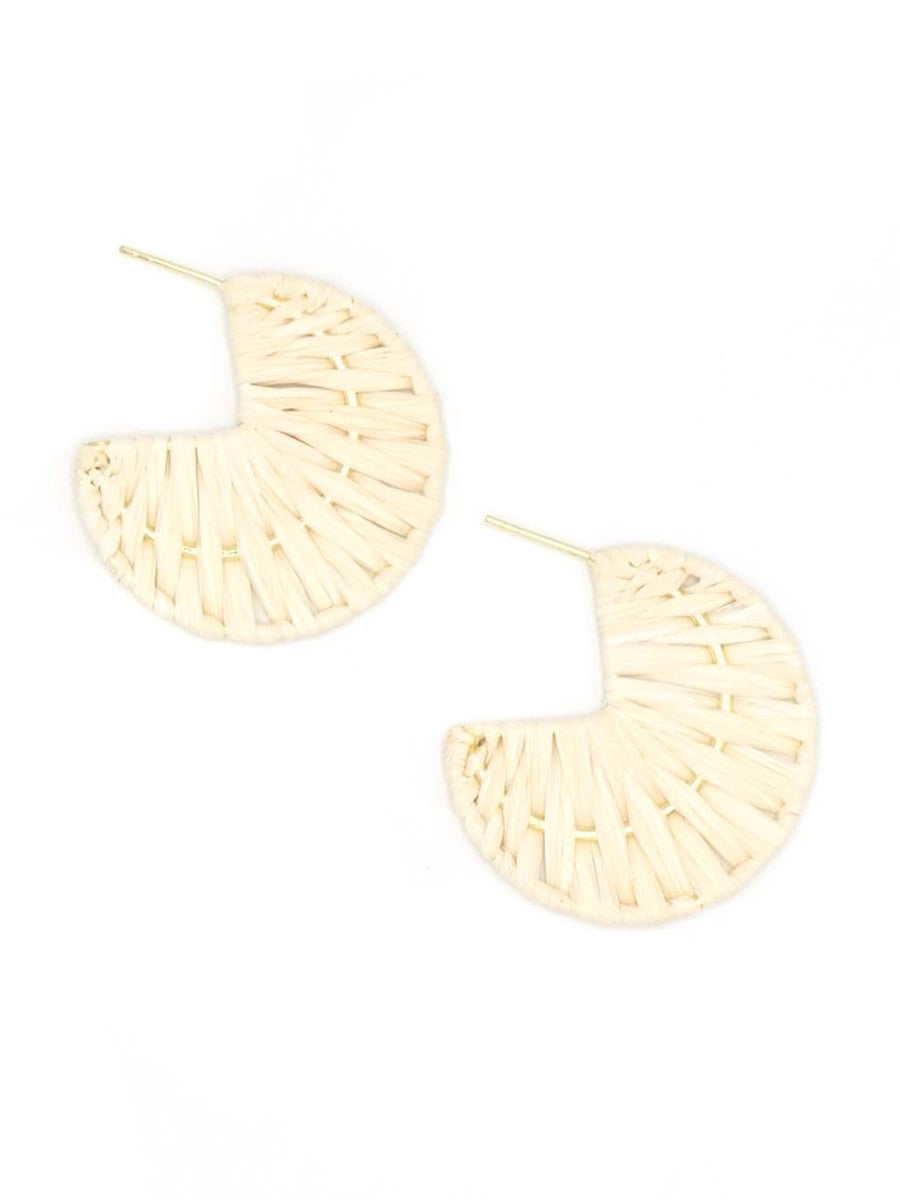 Fair Anita natural raffia hoop earrings – eco-friendly woven statement hoops