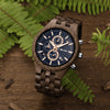Personalised wooden watch gift set — Sydney chronograph by Vikingenes in presentation packaging