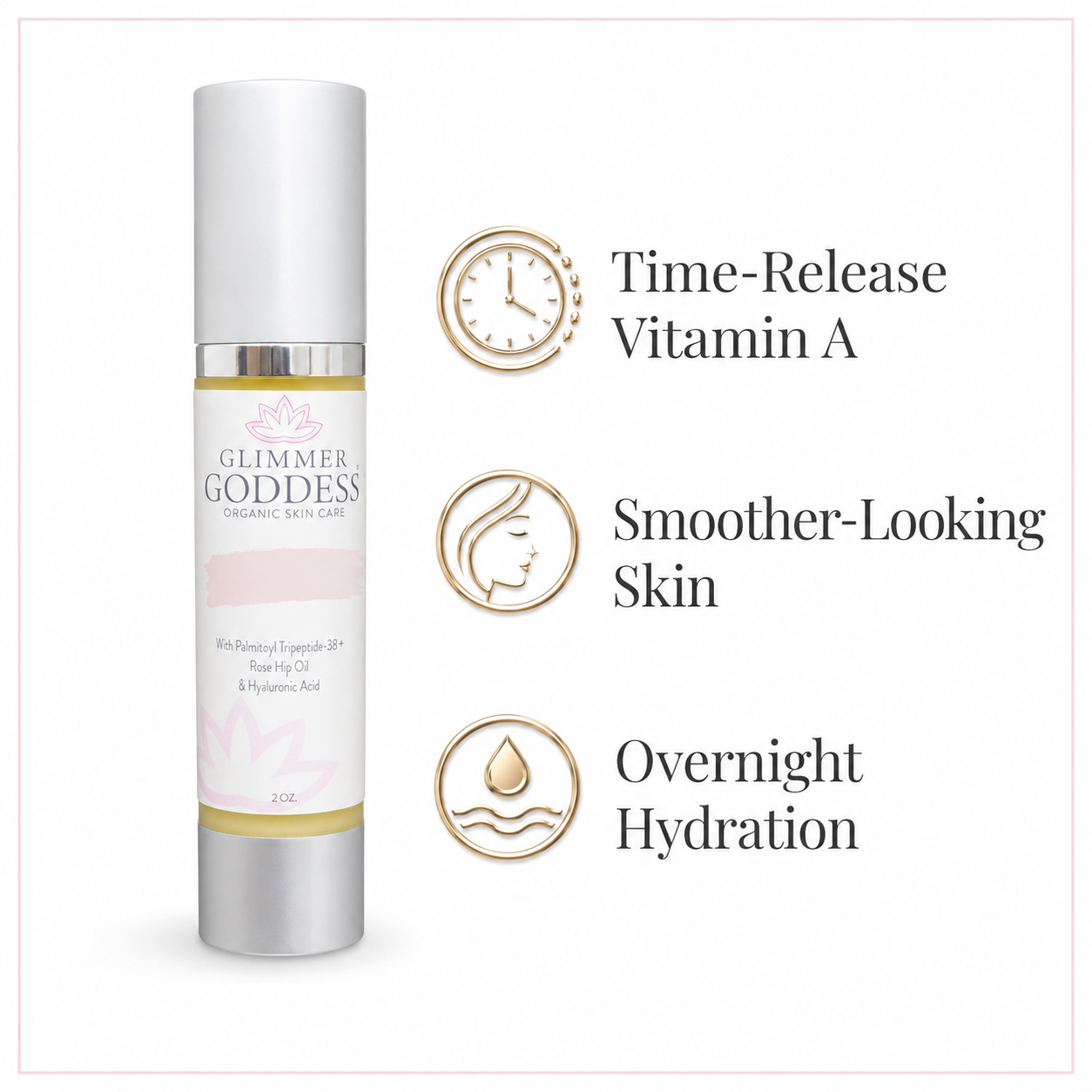 Organic Vitamin A Microcaps Night Cream jar from Glimmer Goddess Organic Skin Care