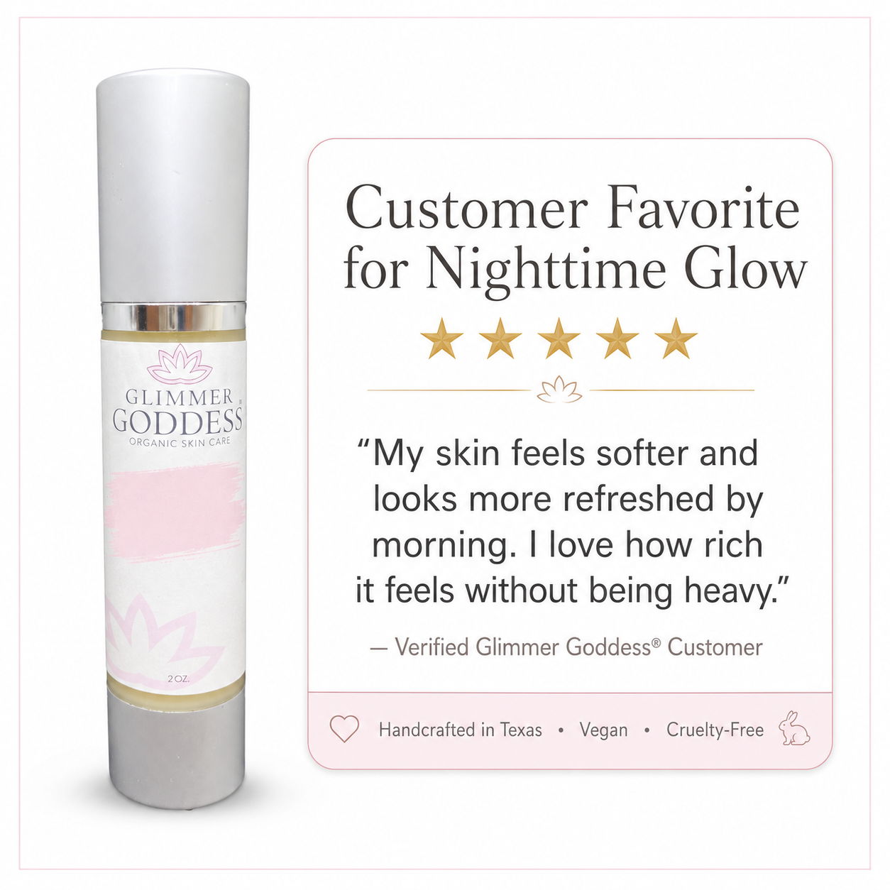 Organic Vitamin A Microcaps Night Cream label with key ingredients listed