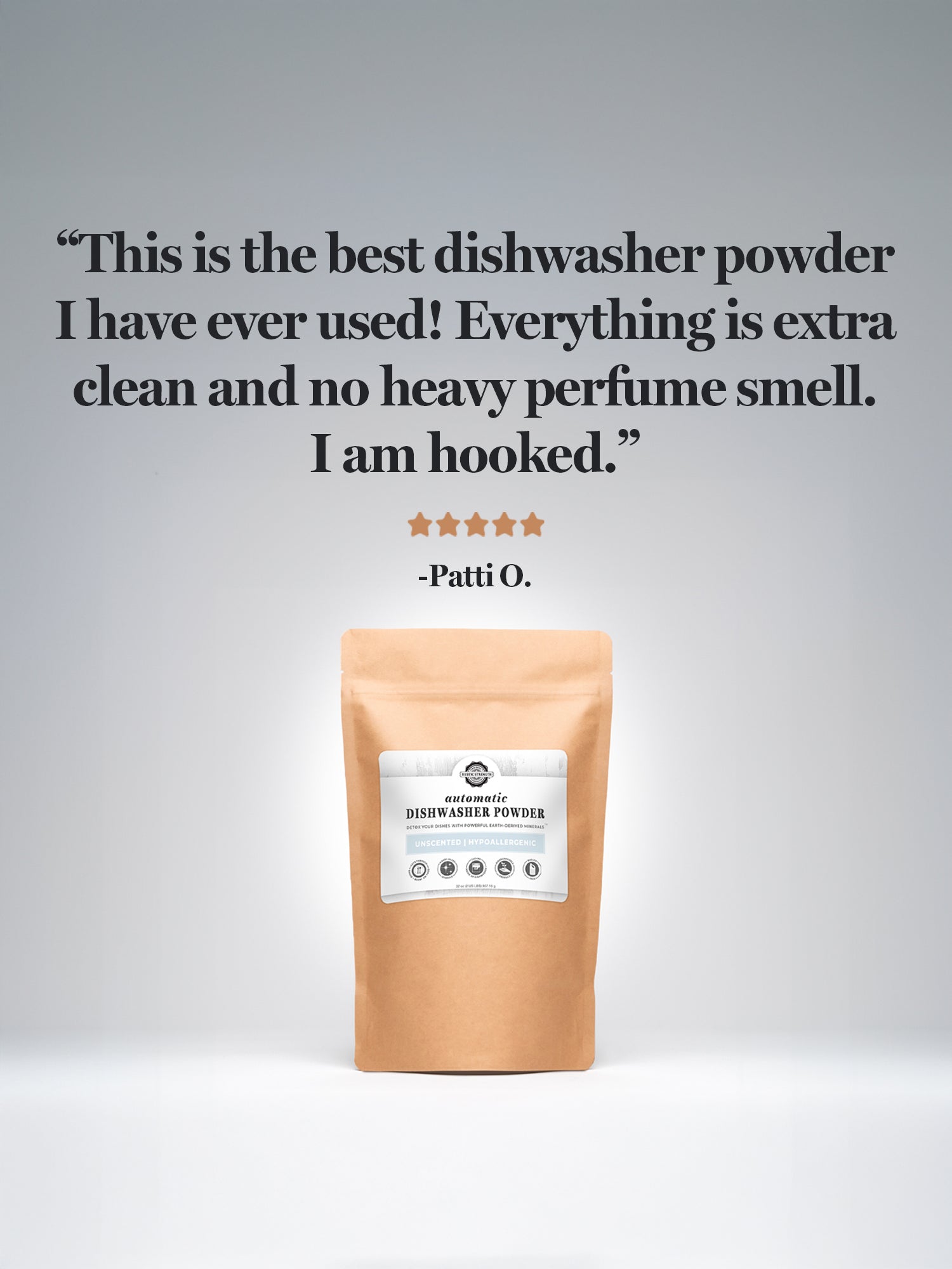Rustic Strength Auto Dish Powder lifestyle image — eco-friendly dishwasher detergent