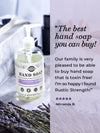 Customer using Rustic Strength Citrus Bliss liquid hand soap — gentle lather suitable for sensitive skin