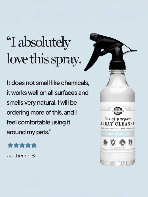 Rustic Strength Lots of Purpose Spray Cleaner lifestyle review image showing clean surfaces