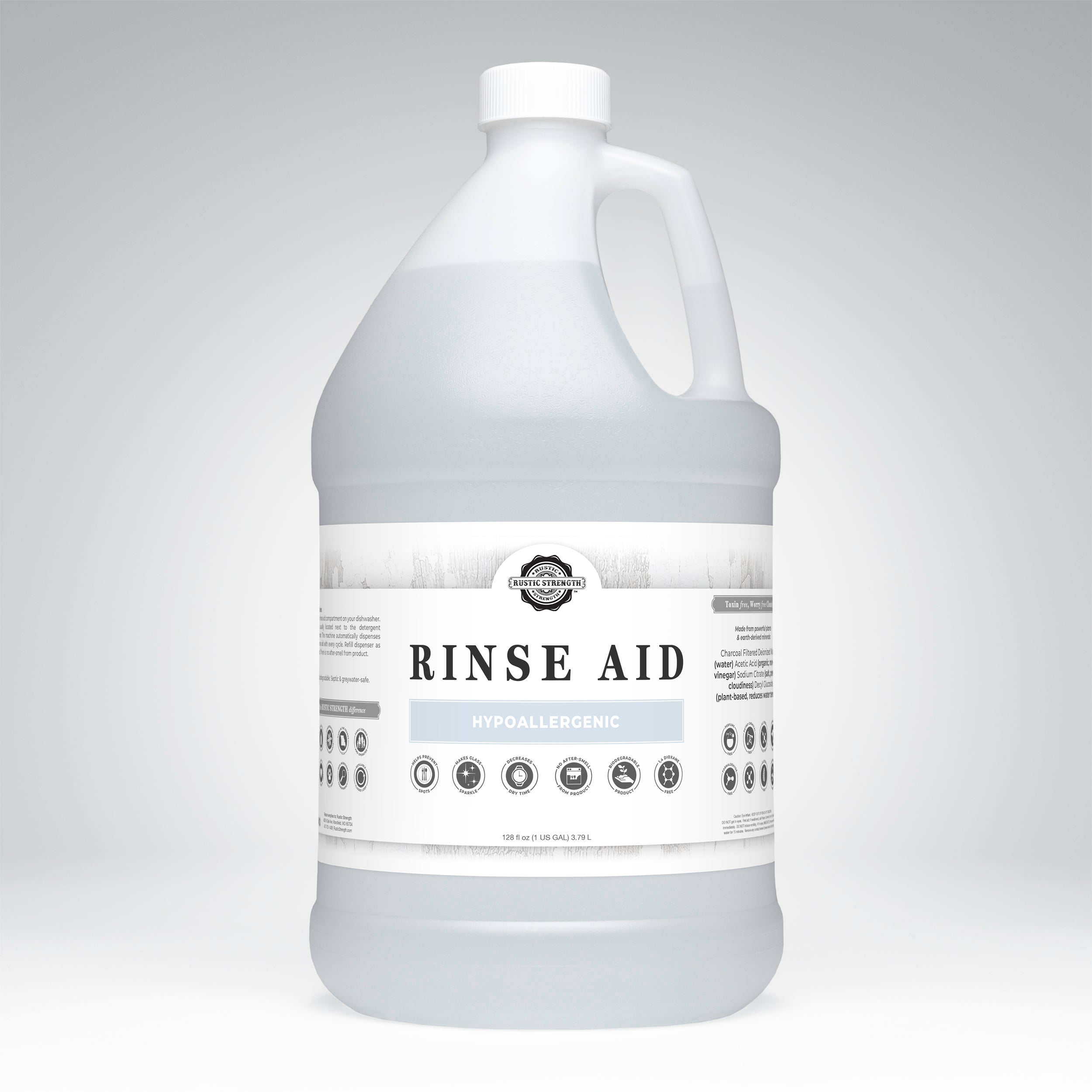 Rustic Strength Unscented Dishwasher Rinse Aid – Gallon size, made in the USA