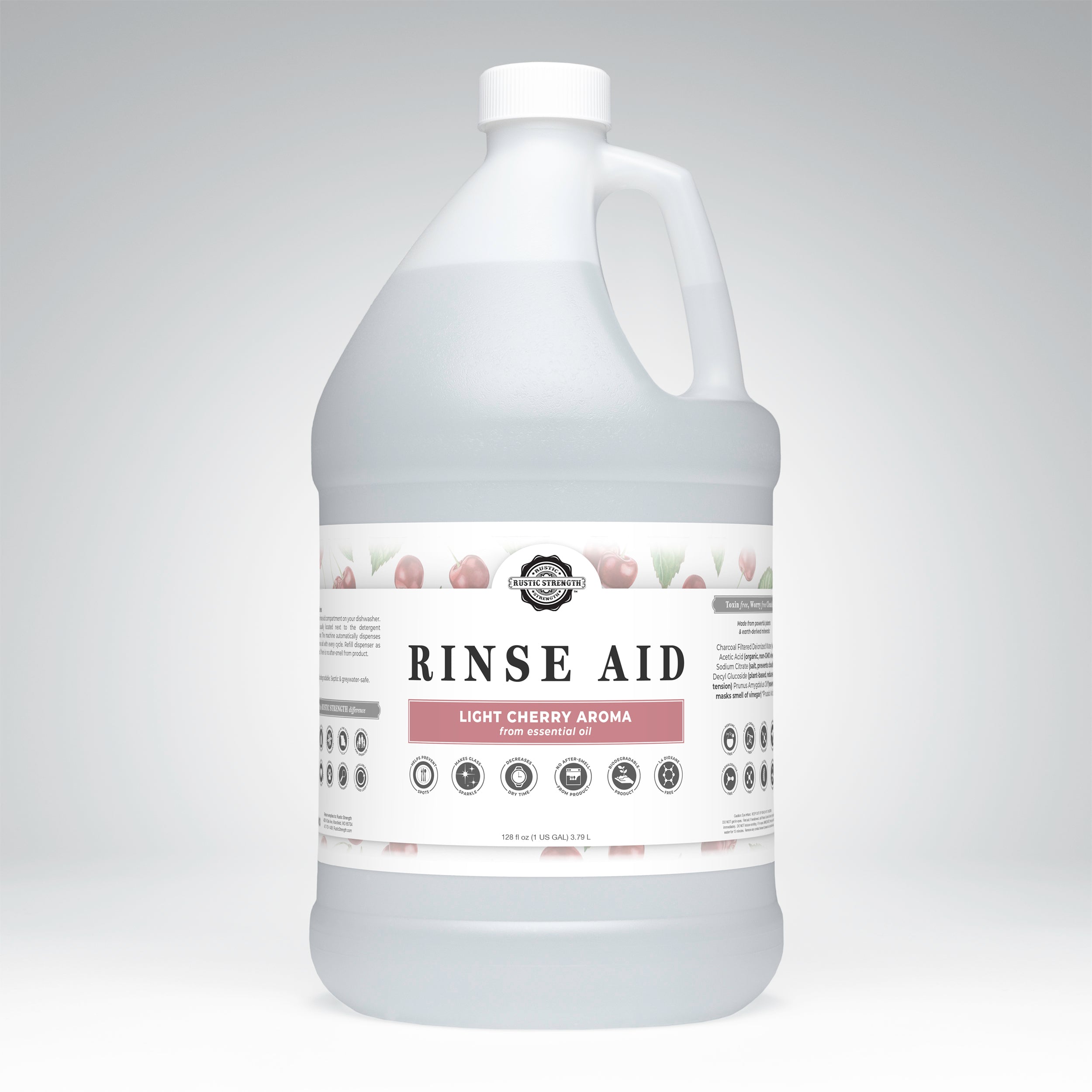 Rustic Strength Natural Rinse Aid Light Cherry gallon size – family-size eco dishwasher rinse aid