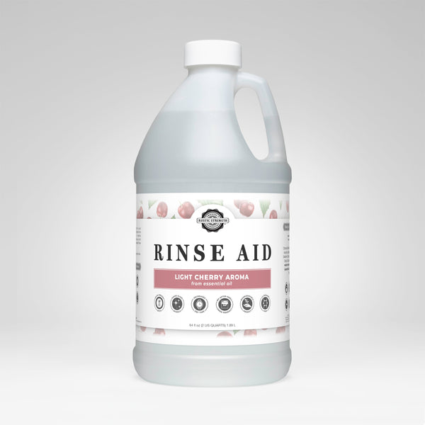 Rustic Strength Rinse Aid Light Cherry half-gallon – biodegradable, streak-free dishwasher rinse aid