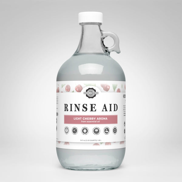 Rustic Strength Natural Rinse Aid Light Cherry half-gallon bottle – plant-based dishwasher rinse aid