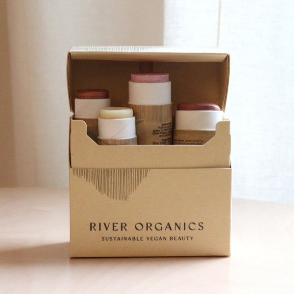 River Organics makeup color set gift box — sustainable, zero-waste beauty set