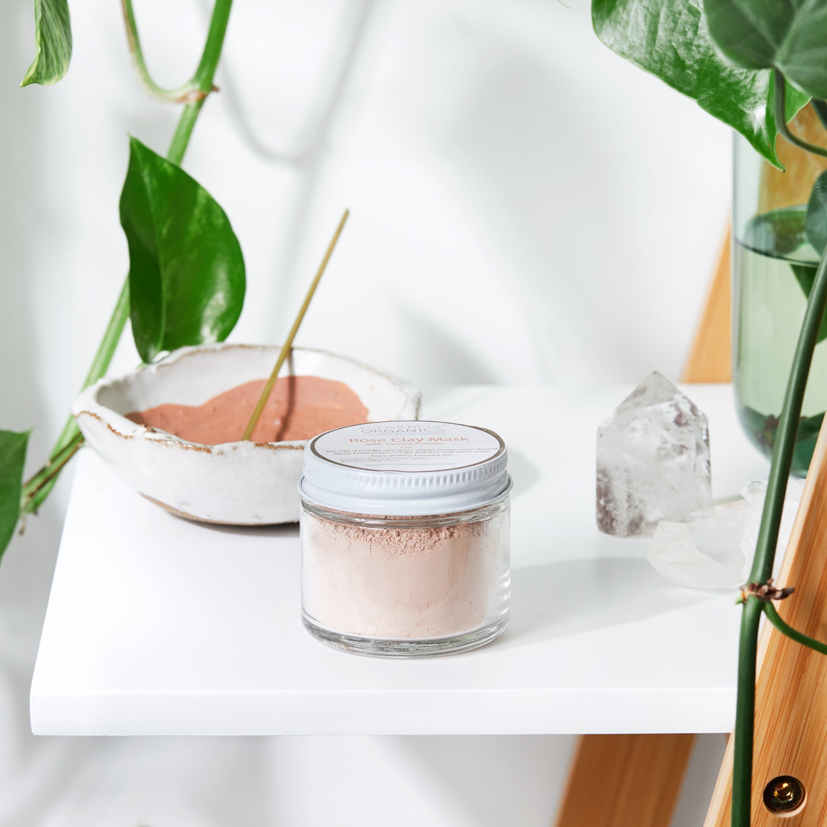 Close-up of Rose Clay Face Mask powder showing natural pink clay texture