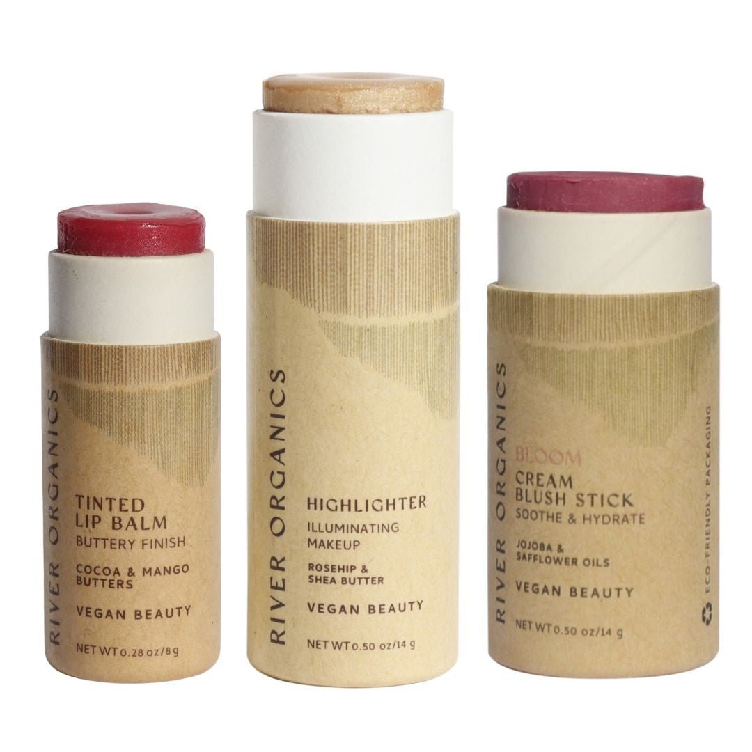 🌸 Lip + Highlighter + Blush Set – Naturally Radiant Beauty in 3 Simple Steps