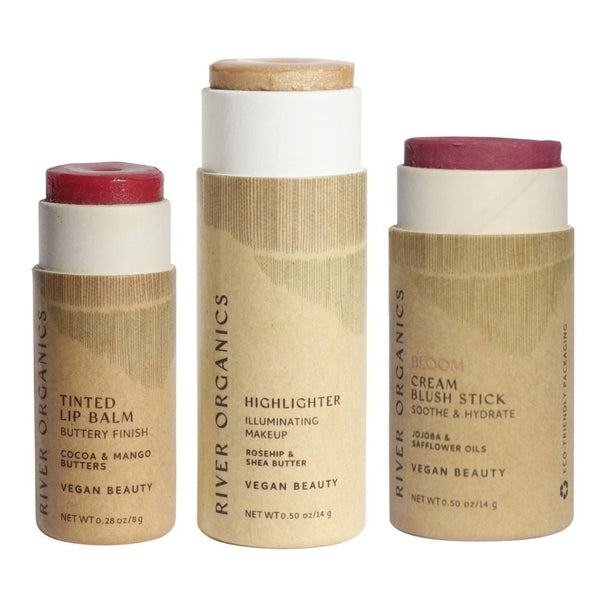 🌸 Lip + Highlighter + Blush Set – Naturally Radiant Beauty in 3 Simple Steps