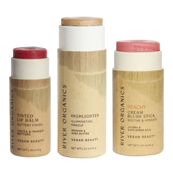 🌸 Lip + Highlighter + Blush Set – Naturally Radiant Beauty in 3 Simple Steps