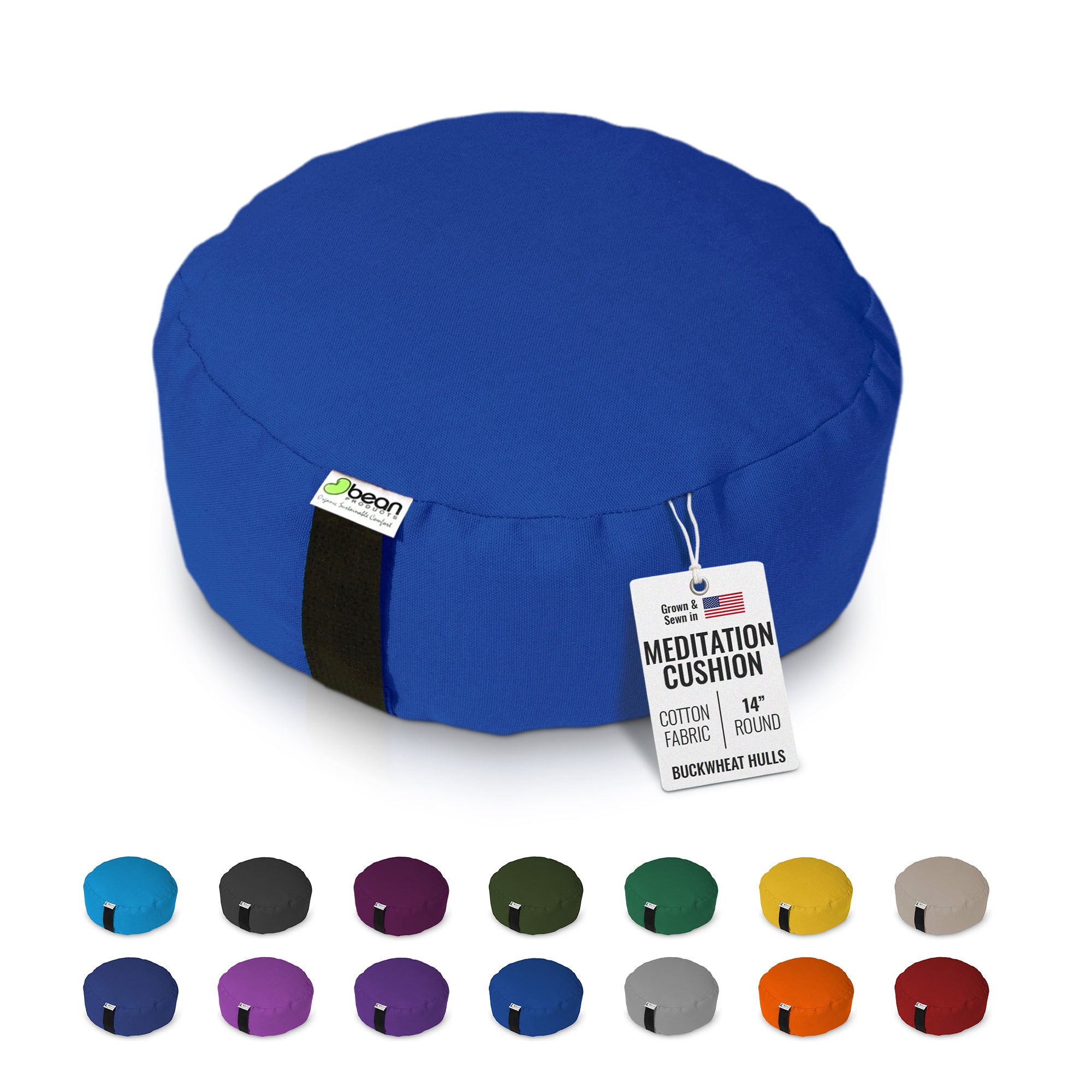 Zafu Meditation Cushion – Organic Buckwheat Hull Filling, Cotton, Made in USA