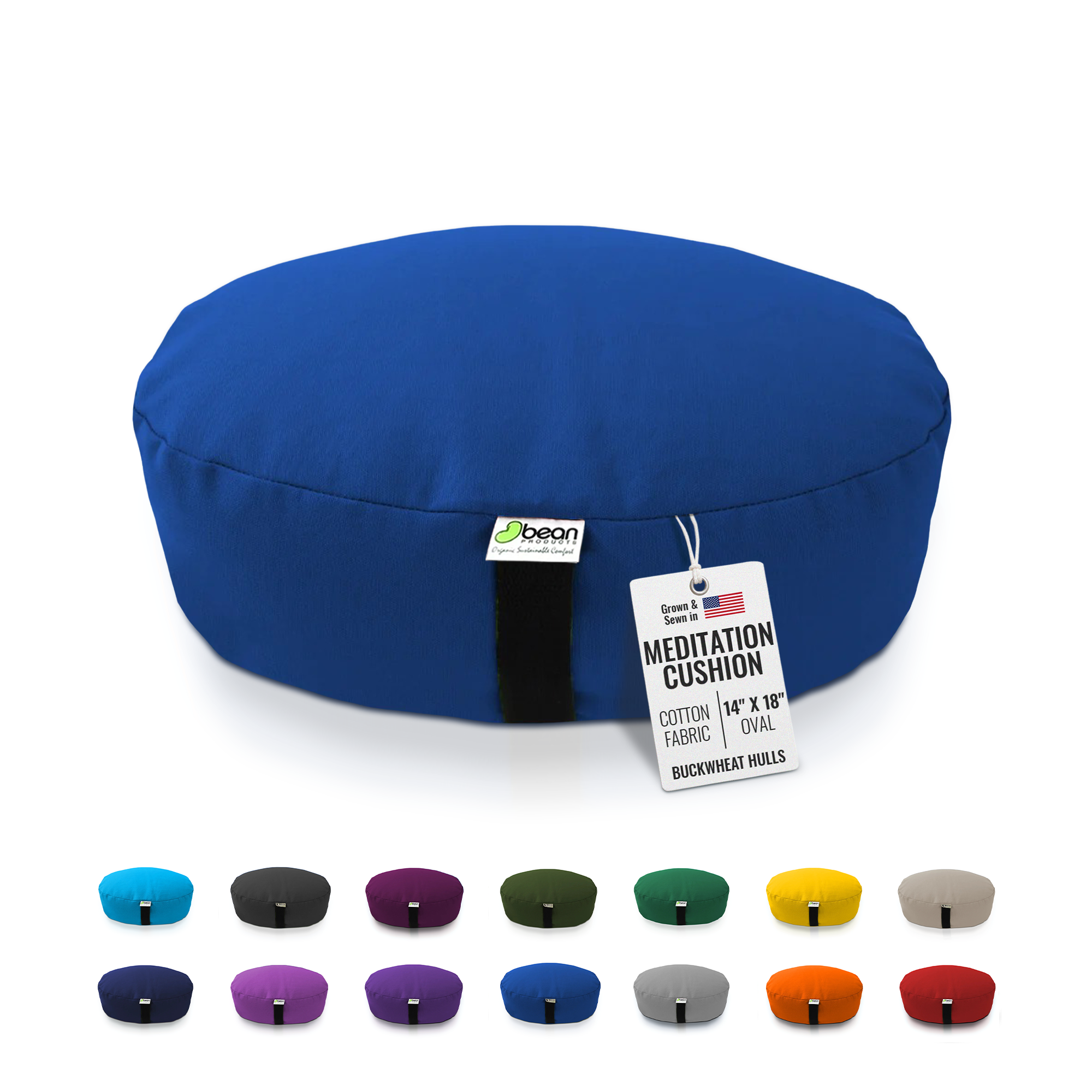 Zafu Meditation Cushion – Organic Buckwheat Hull Filling, Cotton, Made in USA