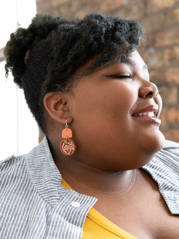 Fair Anita woven desert earrings in rust – nickel-free handmade statement earrings