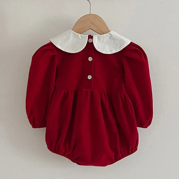 Close-up of the Festive Vintage Style Romper fabric detail