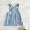 Blue Flower Embroidery Dress - Organic Cotton Baby Dress