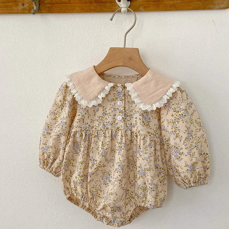 Paisley Lapel Romper for babies made with organic cotton