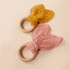 Muslin Wooden Ring Teething Set - Organic Cotton Baby Toy