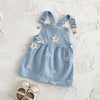 Blue Flower Embroidery Dress displayed as a baby gift