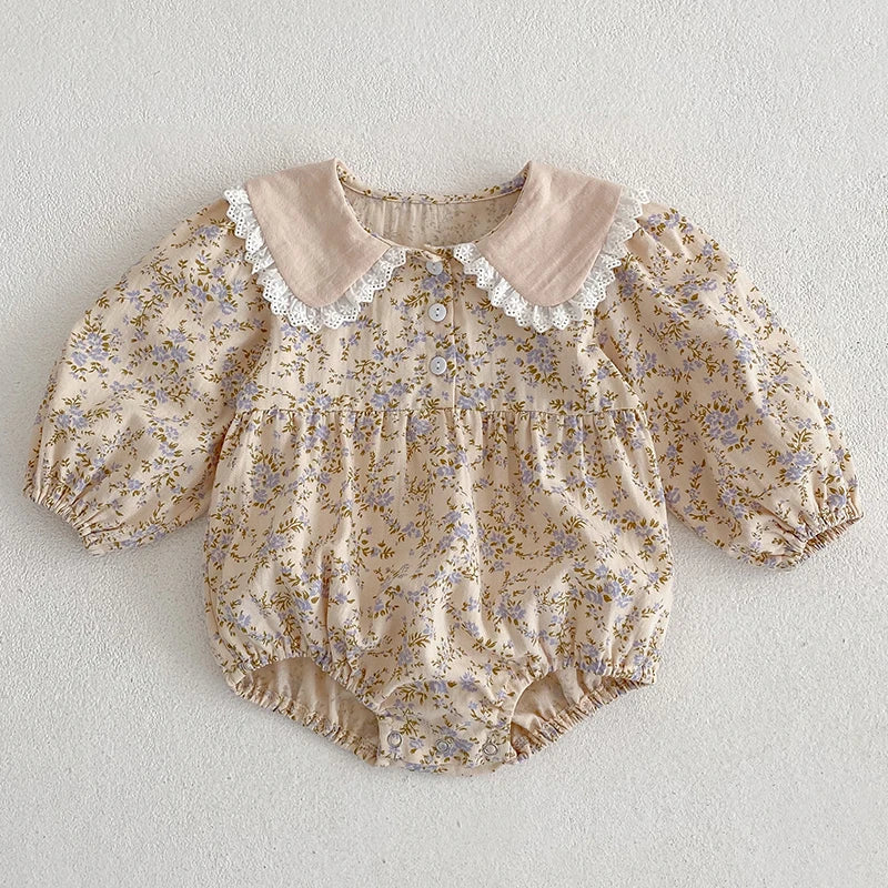 Paisley Lapel Romper laid flat showing full romper design