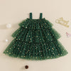 Christmas Layered Tulle Dress full view showing festive design