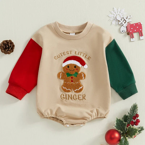 Gingerbread Embroidery Christmas Sweater in organic cotton for kids